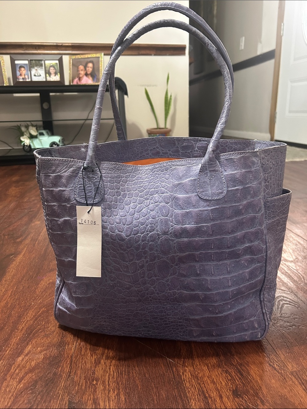 Maurizio Taiuti Croc-Embossed Lavender Tote